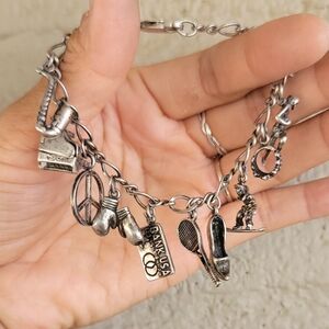 LOADED solid 925 sterling silver charm bracelet vintage chunky weighty